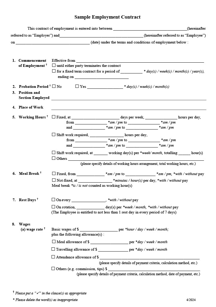 sample employment contract