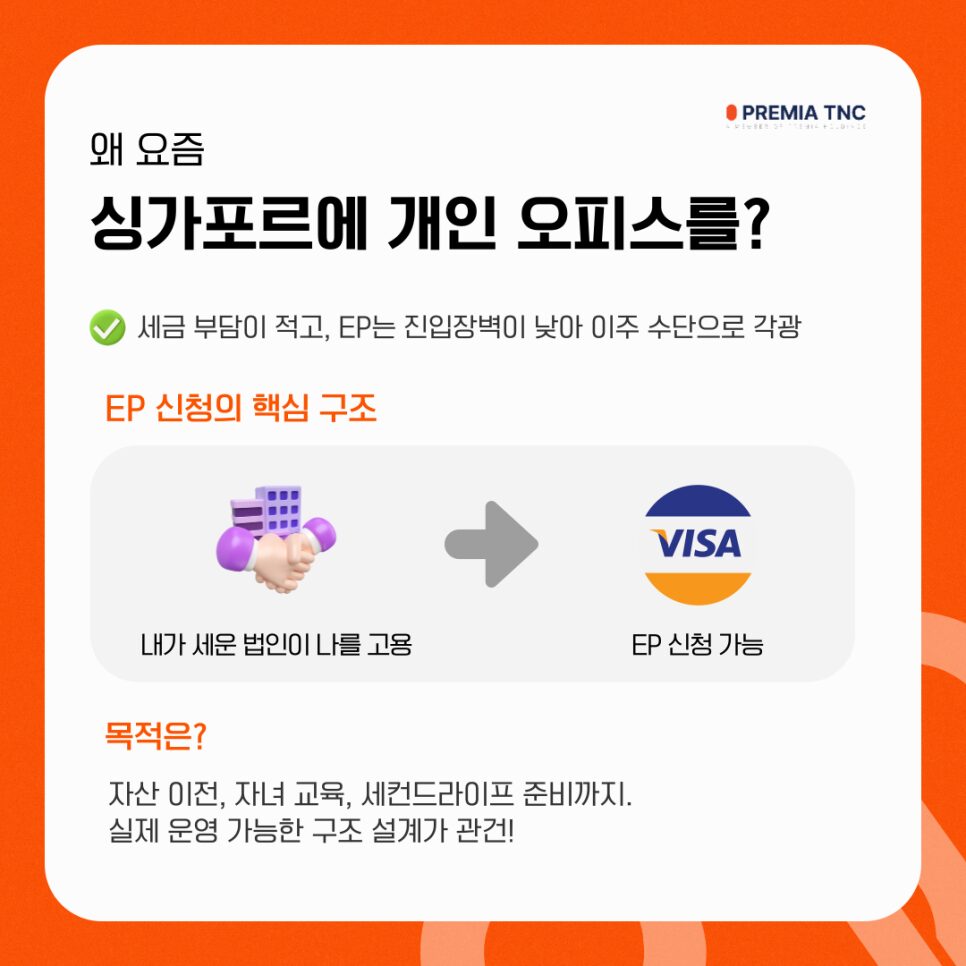 싱가포르 비자 개인 오피스 EP