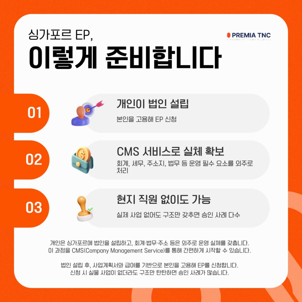 싱가포르 비자 개인 오피스 EP